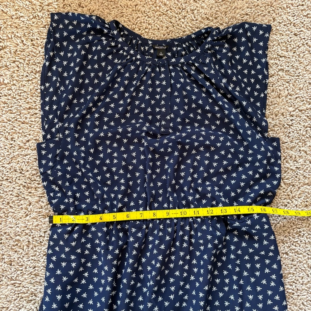 J Crew Mercantile Blue Dragonfly Print Navy White Midi Dress Size Large - Picture 11 of 14